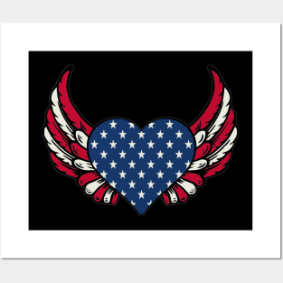 American Heart USA flag Posters and Art